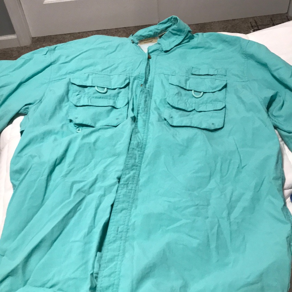 button down blue fishing shirt